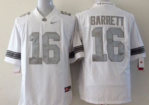 Buckeyes #16 J. T. Barrett White Limited Platinum Stitched Youth NCAA Jersey